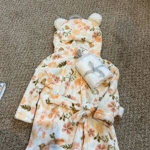Floral Hooded Baby Robe with Ears